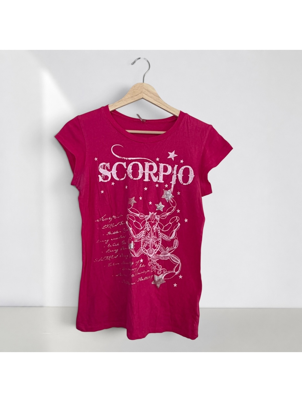 Y2K Pink Scorpio Zodiac Graphic Baby Tee Astrology Celestial Top